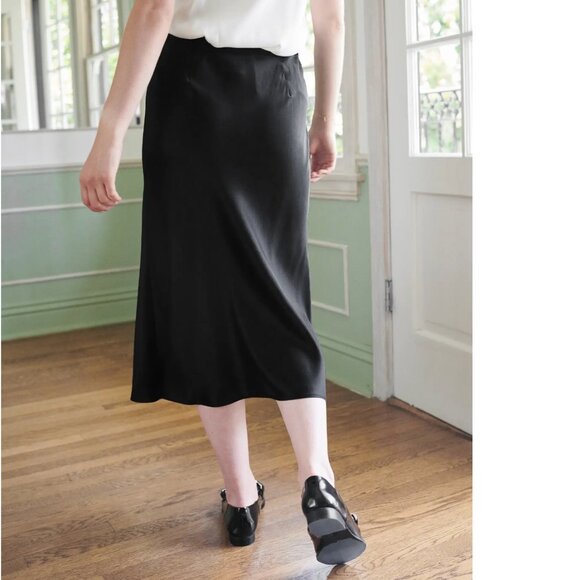 Quince Black Washable Silk Skirt - Size Large - Picture 2 of 10